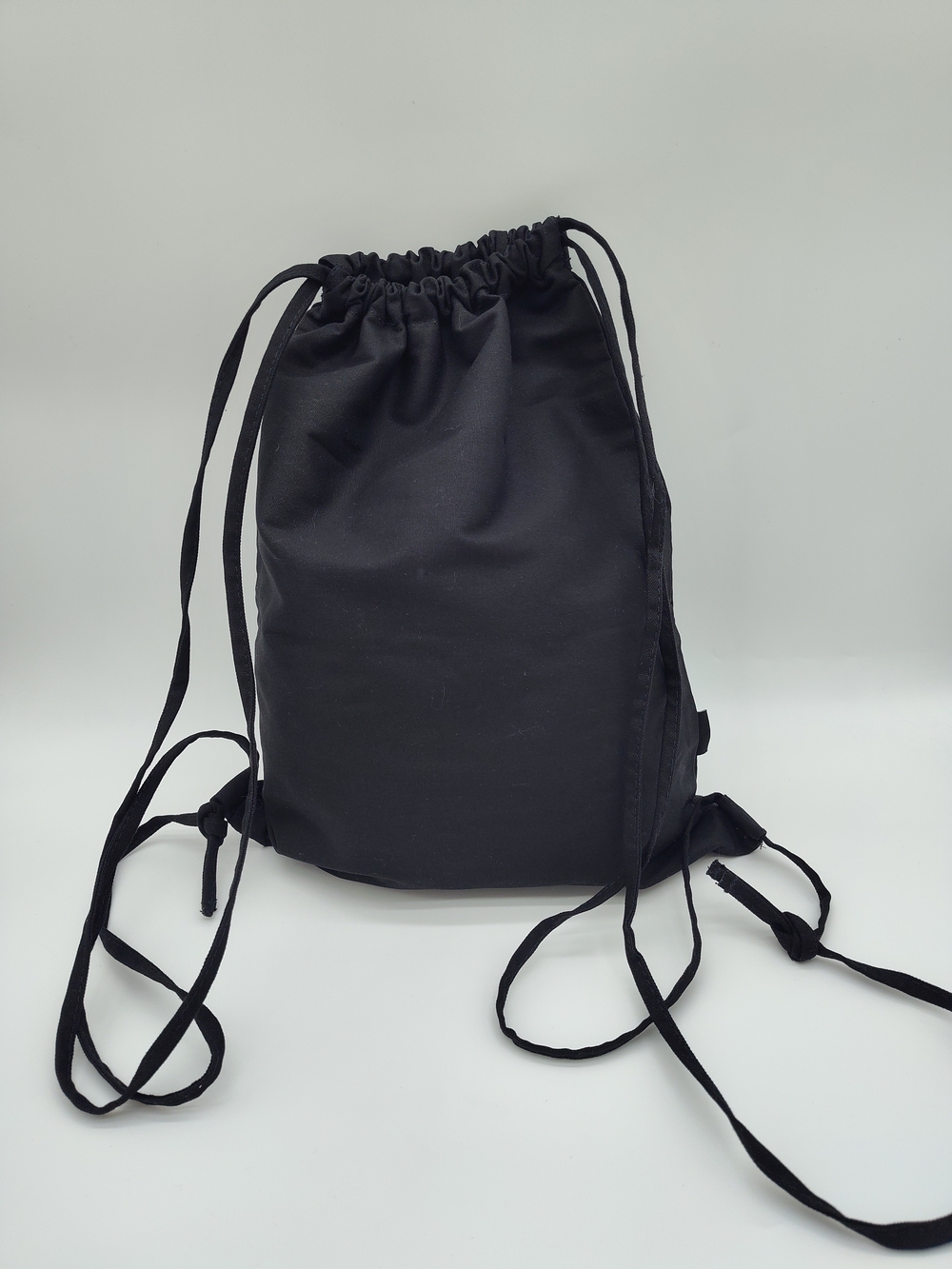 CHANEL Makeup Drawstring Canvas Backpack Black CC Logo Travel Gym Bag 16.5x12.5 - Picture 2 of 7